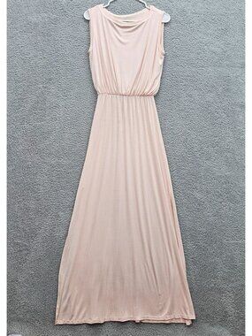 Go Couture Womens Pink Sleeveless Size M Maxi Dress Elastic Waist Side Slits